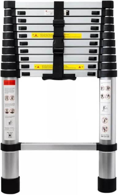 Escada Telescópica Inox 11 Degraus Multifuncional 3,2mts Portátil