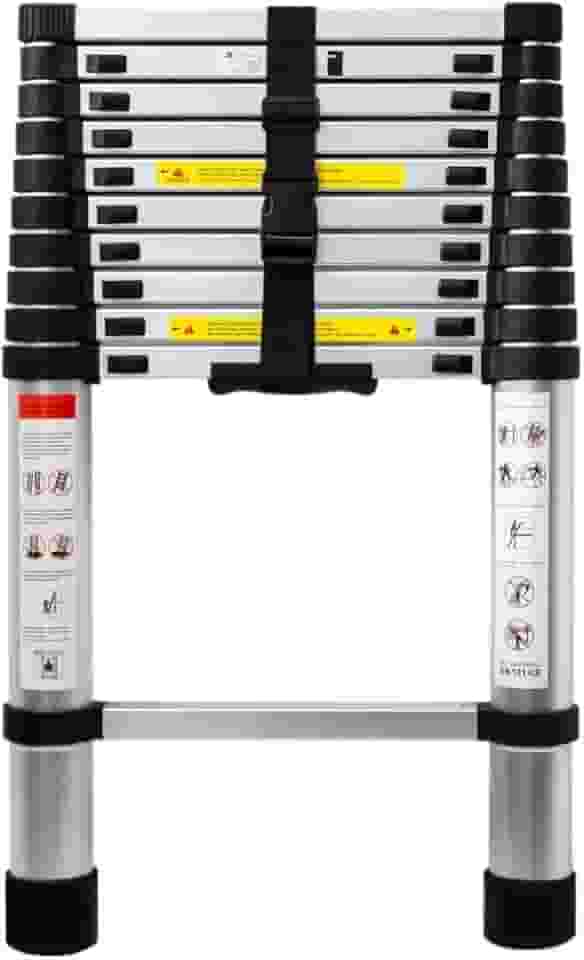 Escada Telescópica Inox 11 Degraus Multifuncional 3,2mts Portátil