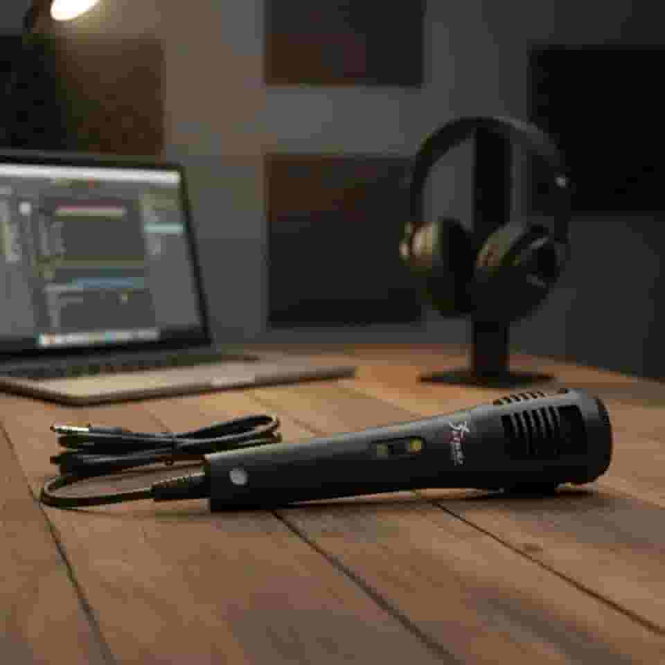 Microfone com Fio KPM0001 – Unidirecional, Alta Sensibilidade, Cabo Longo, Ideal para Voz, Eventos, Igrejas e Apresentações