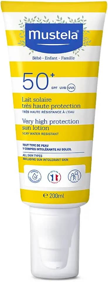 Mustela Solares Protetor Solar Fps 50+ 200 Ml - Filtro Solar Rosto E Corpo Para Bebês Crianças E Adultos - Alta Proteção Contra Raios Uva E Uvb Fórmula Hipoalergênica Para Todos Os Tipos