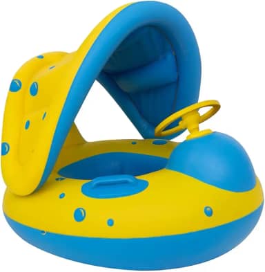 Boia Infantil Flutuador Bebê com Cobertura e Assento de Proteção para Crianças 6 Meses à 3 Anos