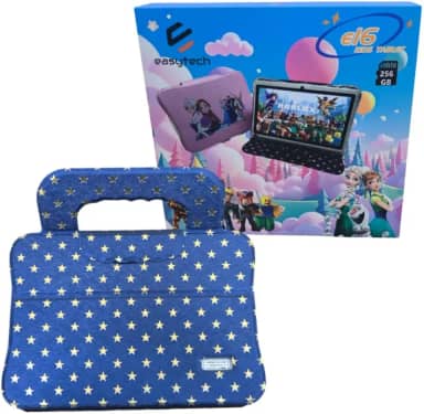 Tablet Infantil 7 Polegadas, Android 14, 6GB RAM, 64GB, Capa Carteira com Alça, Controle Parental (Capa Estrelinhas)