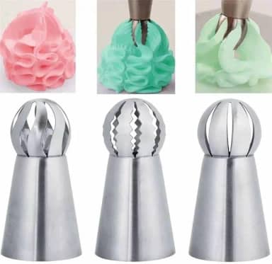 3 pontas de confeitar russas, ponta de pastelaria de aço inoxidável, pontas de bico de confeiteiro russo para cobertura, decoração de bolo de cupcake, fazer folhados, acessórios de utensílios de