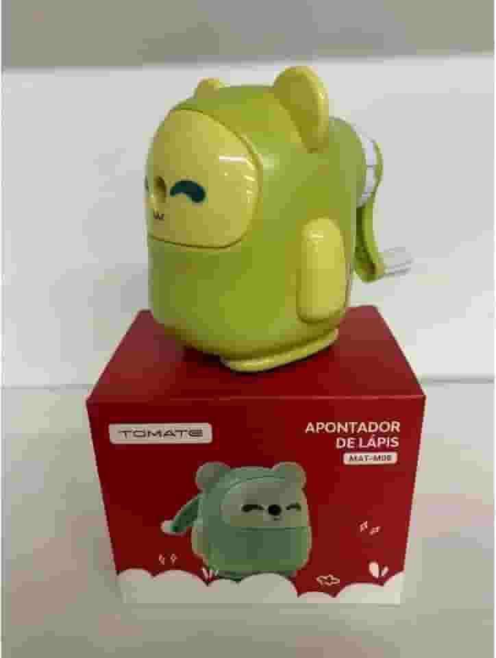 Apontador de Lápis Infantil, Formato de Animal, Mecânico Manual (Verde e branco)