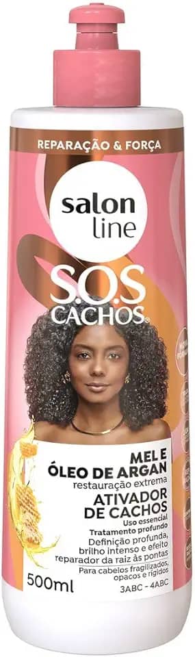 Salon Line, Ativador de Cachos, SOS Cachos, Mel e Óleo de Argan, Não Vegano - Para Cabelos Cacheados e Crespos, 500ml