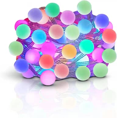 Varal Pisca-Pisca LED RGB 10m com Controle Remoto e App – 66 Bolinhas Multicoloridas, Efeito Musical, USB à Prova d’Água IP68, Decoração Natalina e Festas, Cordão de Natal