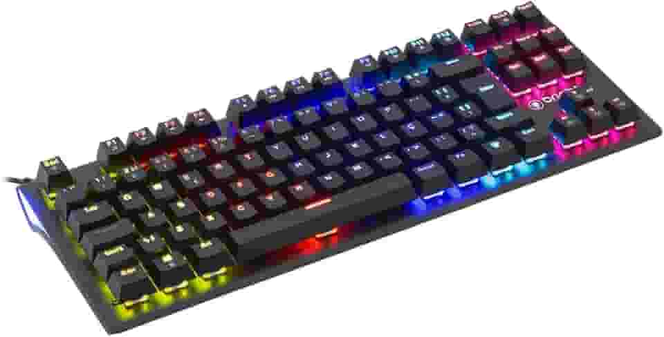 Bright Teclado Mecânico Gamer Compact II, 26 Teclas Anti-Ghosting, Switch Azul, 12 Modos de Iluminação RGB, Padrão ABNT2, 88 teclas