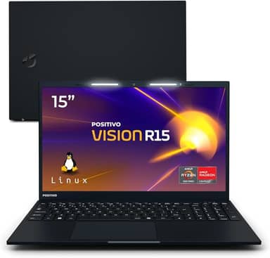 Notebook Positivo Vision R15 Lumina Bar, AMD Ryzen 5 8GB 256GB, Tela 15 polegadas Full HD Antirreflexo, Linux - Preto