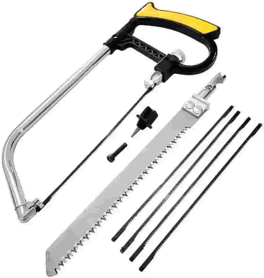 Mini Arco de Serra 7 em 1, Kit com 6 Lâminas, para Alumínio, Madeira, PVC e Borracha