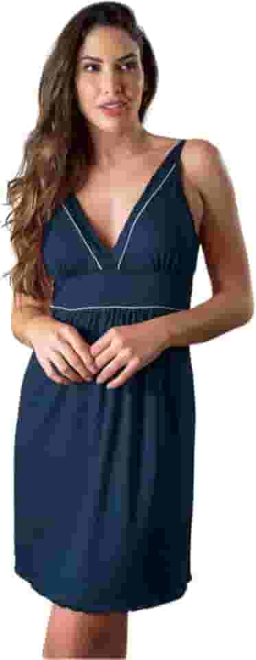 Camisola Feminina Viscose, Decote V, Sem Mangas, Detalhe em Vivo