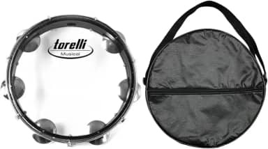 Pandeiro injetado pele nailon transparente preto Torelli TP348 PT com Bag