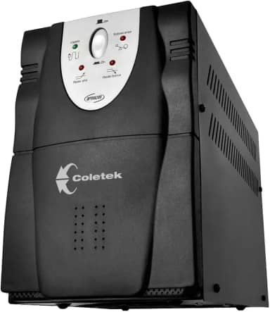 Estabilizador Coletek ES-3200VA Preto,Tensão nominal de entrada bivolt automático e saída 115V, 6 Tomadas elétricas tripolares de saída padrão NBR 14136, 4-10A e 2-20A Frequência 60Hz