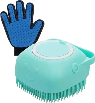 Kit Lava Pet Escova Banho Cachorro Gato Dispenser de Shampoo e Luva Nanomagnetica Tira Pelos Para Pelos Curtos - Cores Sortidas