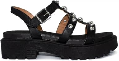 Sandália Vizzano Feminina Papete Tratorada Detalhes Metalizados Preto/niquel 6499.110.7286.15816 35