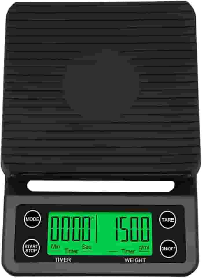 Balança de cozinha elétrica precisa, Balança de café com temporizador Balança de cozinha de alta precisão Mini Balança de plataforma eletrônica Balança de pesagem de alimentos DOAF
