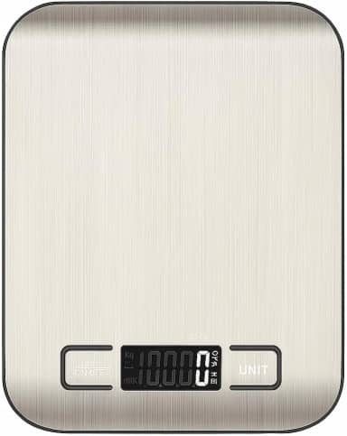 Balança Digital de Cozinha Superfície em Inox 10kg x 1g com Função Tara | Alta Precisão, Portátil e Fácil de Limpar – Ideal para Alimentos, Dietas, Café e Confeitaria| Premium