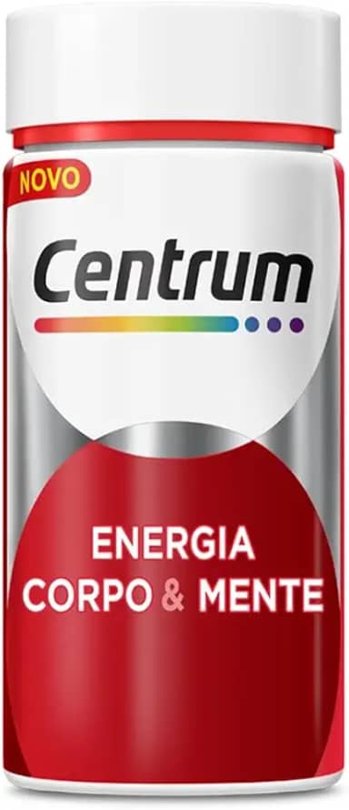 Centrum Energia, Corpo e Mente Multivitamínico com Cafeina, Vitamina B12 e Magnesio, 60 Cápsulas