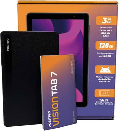 Tablet Positivo Vision TAB 7 3GB RAM 128GB Octa-Core Android 14 Go Wi-Fi - Tela 7” IPS – 3100mAh – Preto