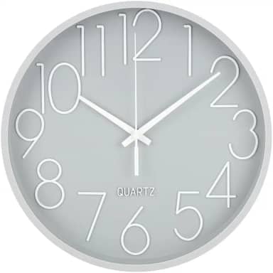 Evolux, Relógio de Parede 24 cm com Números Grandes Brancos Fáceis de Ler, Design Moderno na na Cor Cinza.