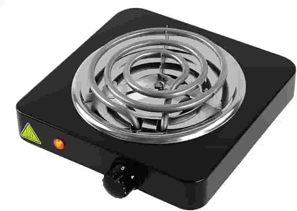 Fogareiro Elétrico Portátil 1 Boca 1000W 127V – Fogão Cooktop de Mesa para Camping, Viagem e Uso Doméstico (Preto)