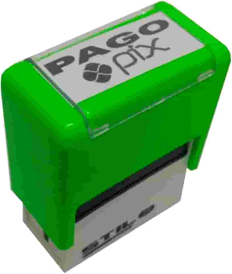 CARIMBOS AUTOMÁTICOS PAGO PIX - MEDIDA 38x14MM - VERDE LIMÃO