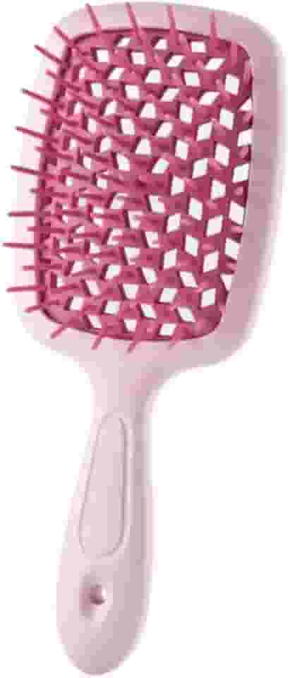 Escova de Cabelo com Cerdas de Nylon – Anti Frizz, Estilo Raquete – Leve e Flexível para Desembaraçar sem Quebras - Ideal para Cabelos Cacheados, Lisos, Ondulados e Infantil - Cores Variadas (Rosa Claro/Rosa Escuro)