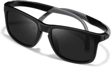 Óculos de sol esportivos polarizados para homens, hastes flexíveis, flexíveis, ciclismo, condução, pesca, óculos de sol, Preto fosco/cinza, M