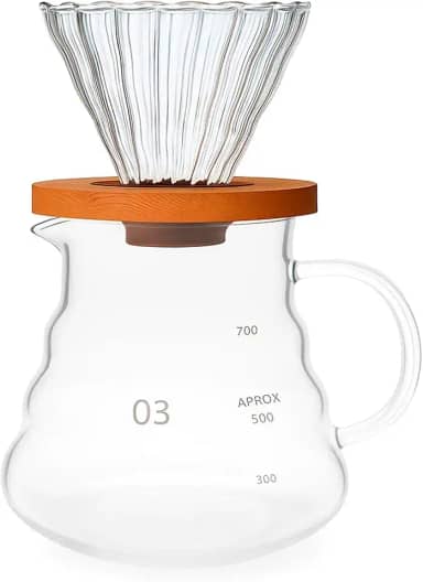 Kit Preparo de Café Especial Com Suporte Para Filtro de Papel + Jarra Vidro Borossilicato 800ml