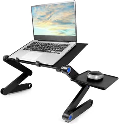 Suporte Articulado, Mesa Articulada de Cama com Travas 360° Angulo e Altura Ajustáveis em Alumínio para Notebook, Tablet com Mousepad - Preto.