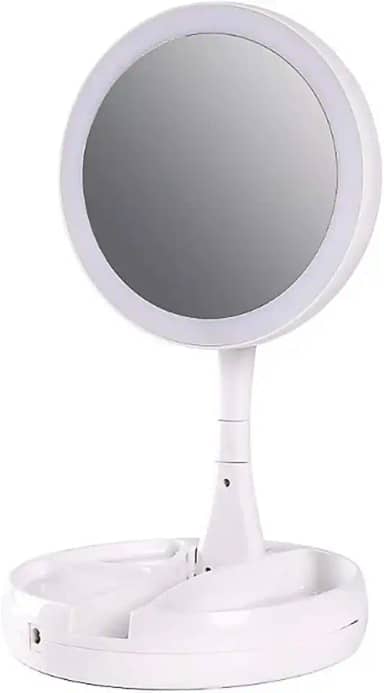 ESPELHO DE AUMENTO 10X COM LUZ DE ILUMINAÇÃO LED DE MESA DOBRAVEL E ARTICULAVEL PARA MAQUIAGEM CAMARIM BARBEAR