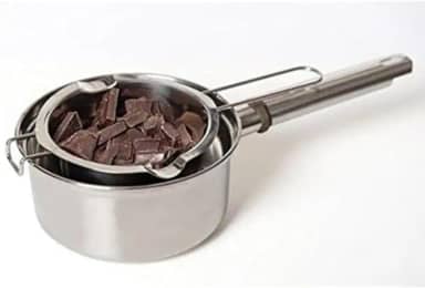 Mini Panela Banho Maria Aço Inox 11cm, 480ml, Prata, Sem Revestimento, sem tampa, para Derreter Manteiga, Queijo, Caramelo, Chocolate, Doces, Cera, etc.