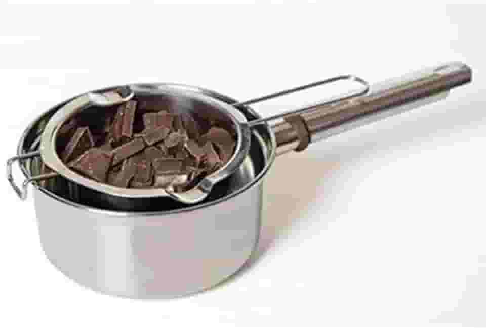 Mini Panela Banho Maria Aço Inox 11cm, 480ml, Prata, Sem Revestimento, sem tampa, para Derreter Manteiga, Queijo, Caramelo, Chocolate, Doces, Cera, etc.