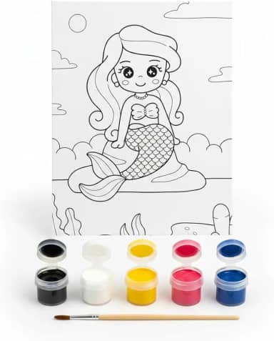 Kit de Pintura Infantil com Tela 20x30cm Tinta Guache e Pincel – Brinquedo Educativo Criativo para Crianças Atividade Artística e Sensorial