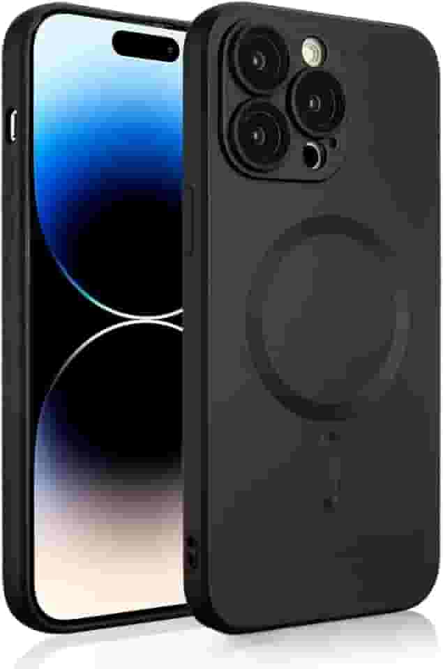 BEMMY Capa Capinha Para iPhone 15Pro Max Anti Impacto Com Proteção Câmera,Capa Macia Para iPhone compatível com Mag-safe (Preto-15Pro Max)