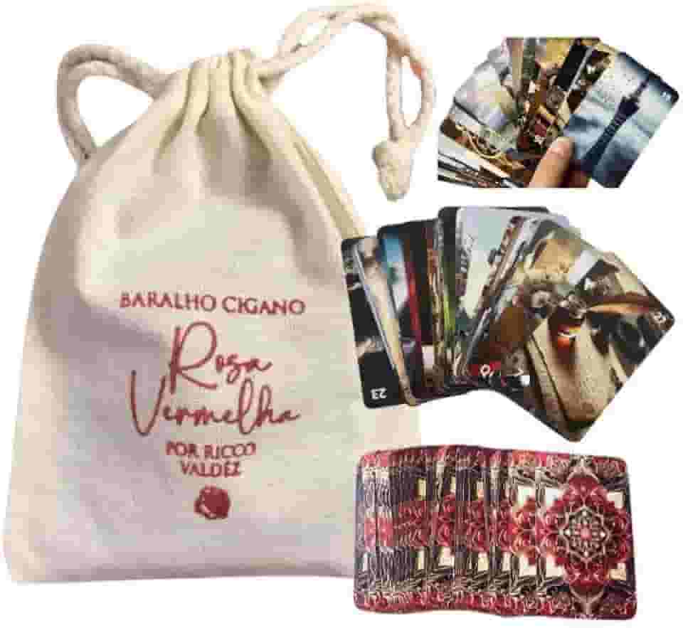 Baralho Cigano Petit Lenormand Rosa Vermelha - Inspirado na Escola Européia Lenormand (36 cartas formato pequeno 8x5cm)