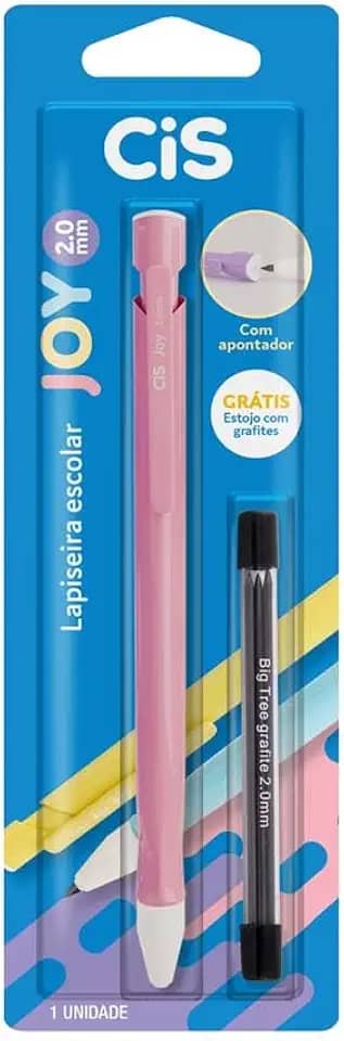 Lapiseira Escolar CIS Joy 2.0, Rosa, Blister com 1 unidade + grafite