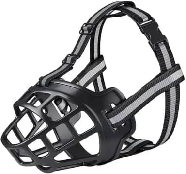 Focinheira de Segurança Respirável para Cães com Faixa Refletiva Ajustável(17-27kg)