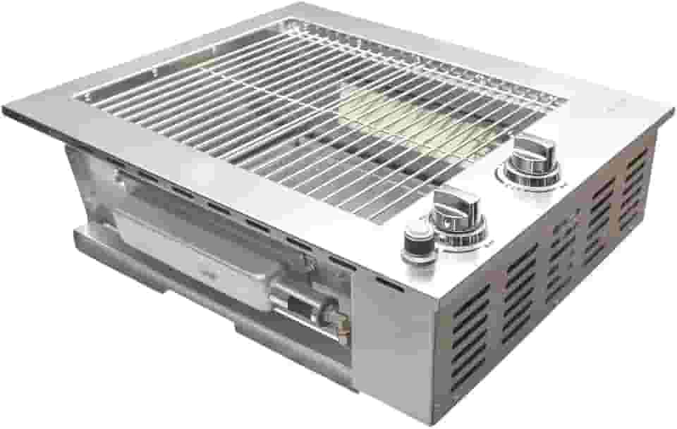 Churrasqueira a Gás Alluma Smokeless Em Inox 304 de Embutir - Sem Tampa - 2 Queimadores - Sem Fumaça