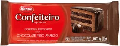 Barra de Chocolate Fracionado Confeiteiro Meio Amargo 1,05kg - Harald