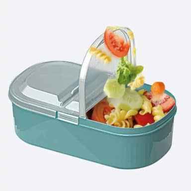 Marmita Fit 650ml com 2 Divisórias – Pote de Plástico para Refeições, Lanches e Saladas – Prática, Reutilizável e Ideal para Dieta, Academia, Trabalho e Escola ou Faculdade (Verde)
