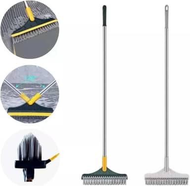 Henniu Escova de Limpeza de Piso e Chão 2 em 1, Com Rodo de Janela 120º Graus Rotativa Cabo Longo Escova de Limpeza de Canto para Limpar Cozinha Banheiro Azulejo Vidro Vassoura Mágica Giratória