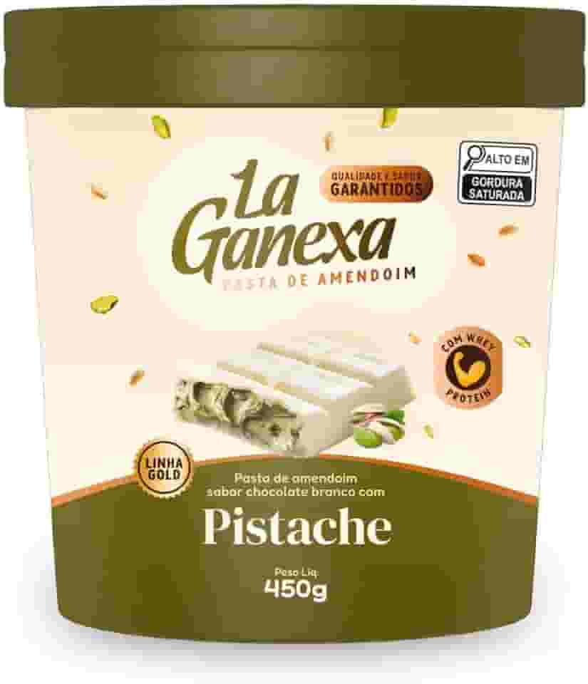 Pasta de Amendoim La Ganexa Com Whey Protein Zero Açucar Pote 450g Sabor Pistache