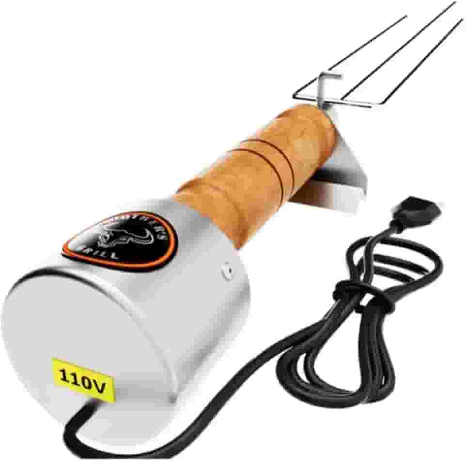 Espeto Giratório Elétrico para Churrasco Brothers Grill 110V ou 220V – Motor Automático, Cabo de Madeira e Corpo em Inox – Ideal para Churrasqueiras e Carnes Assadas