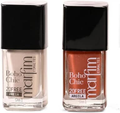 Kit 2 Esmaltes Marfim | Pincel Anatômico, Hipoalergênico, Secagem Rápida, Longa Duração (Areia + Argila)