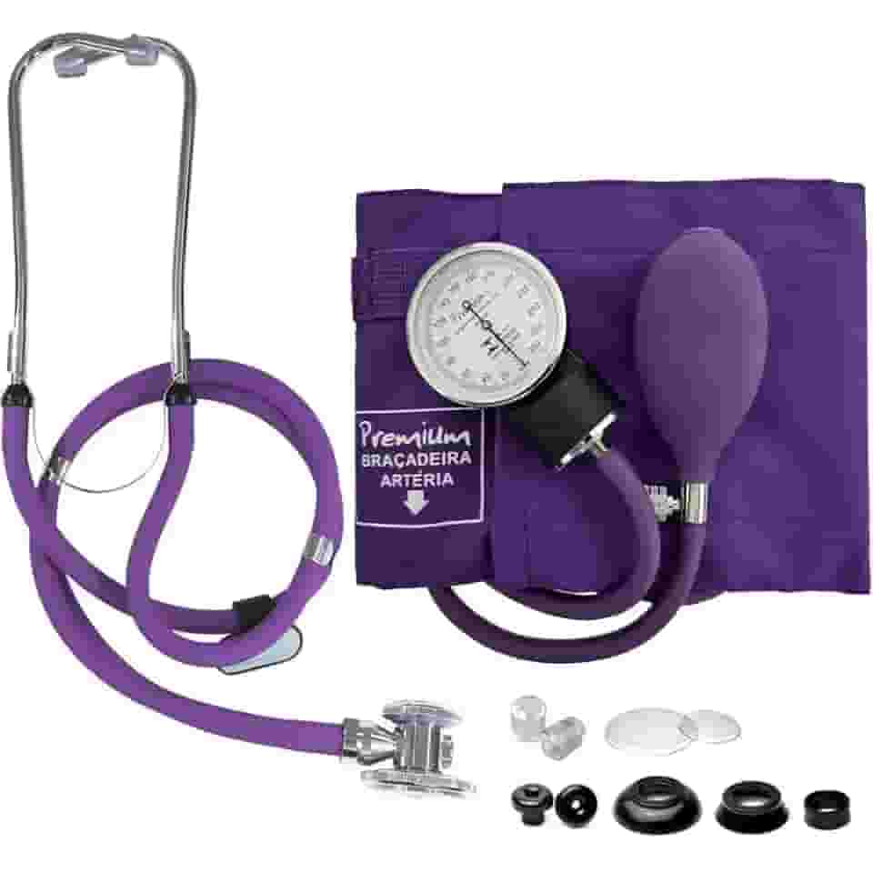 Kit Esfigmomanômetro + Estetoscópio Rappaport Pamed Roxo