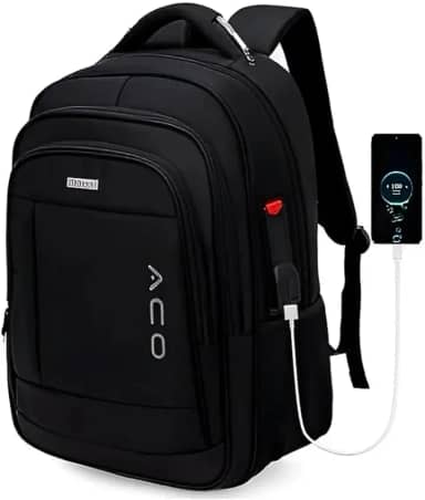 Mochila para Notebook Masculina Feminina para Notebook 17 – Mochila executiva Antifurto, Reforçada, Saídas USB e Fone, Alça de Aço, Impermeável, Escolar, Faculdade, Trabalho ou Viagem – Preta Premium