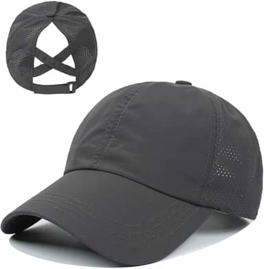 Boné Liso Feminino Rabo Cavalo Ajustável Tecido Respirável Esporte Aba Curva