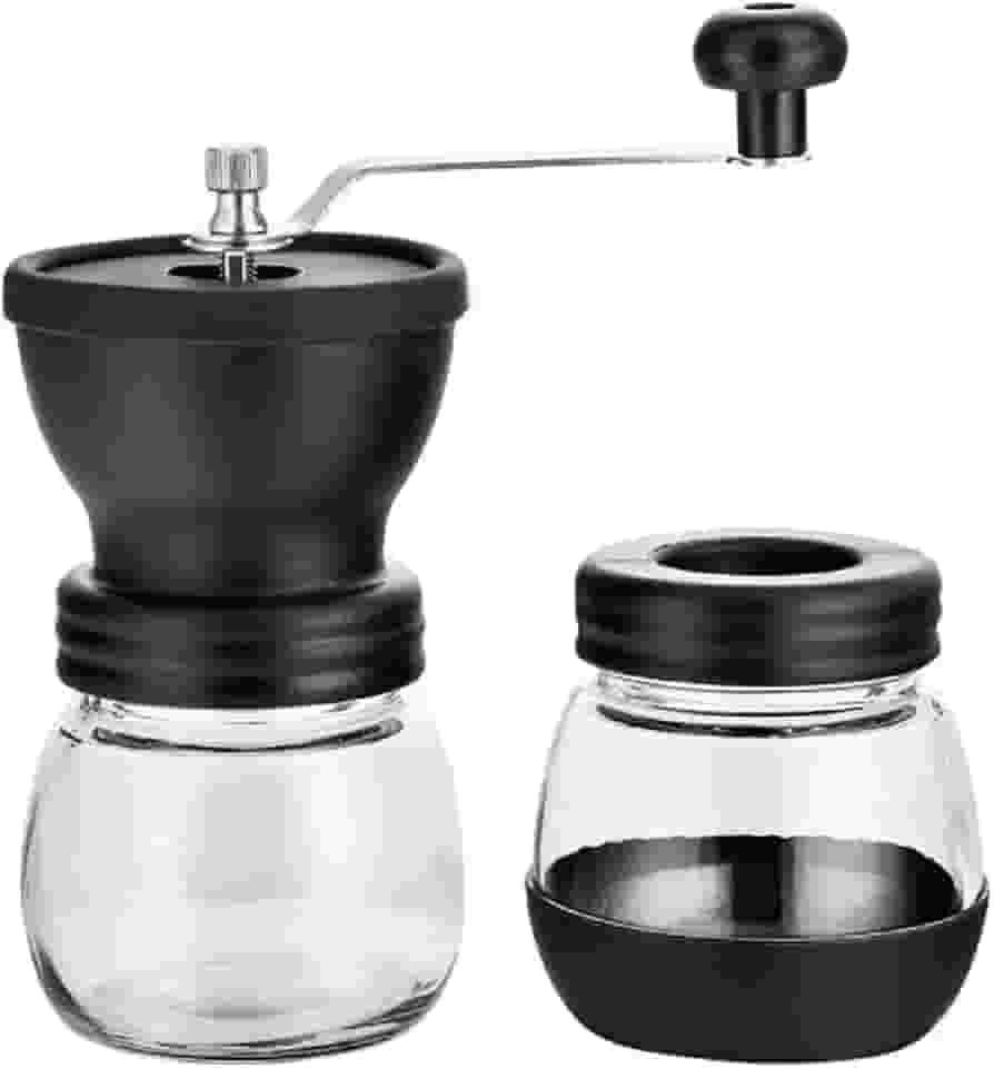 Moedor De Café Manual Recipiente Vidro Silicona Regulagem