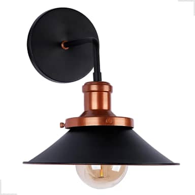 Arandela Luminária Externa Parede Muro Alumínio Moderno Rústico Cobre Slim Soquete E27 Embutir Lâmpada Luz Lustre Retro Colonial 110V 220V Melbourne (Preto)