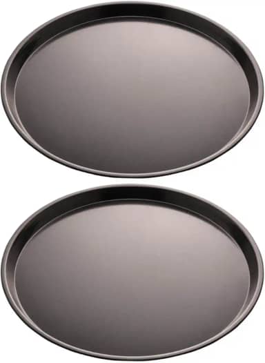 Kit 2 Assadeiras Antiaderentes Formas de Pizza 36cm Preta Redondas Aço Carbono Lyor